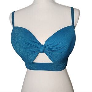 Shade & Shore Sparkly Teal Bikini Top Size 38D